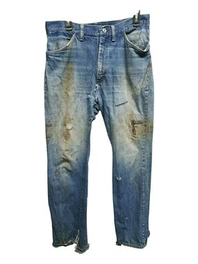 Vtg 70s JCPenney Vendor 732 Jeans Talon 42 Heavy Thrashed Boro Shrunk 32x28